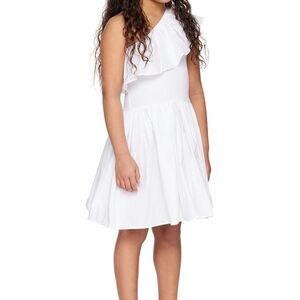 Molo NWT Choley Girls White One Shoulder Ruffled Dress. Organic Cotton. Size 14.